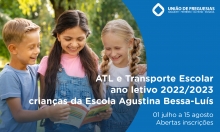 Inscrições para ATL/Centro de Estudos e Transporte Escolar da União de Freguesias, ano letivo 2022/2023